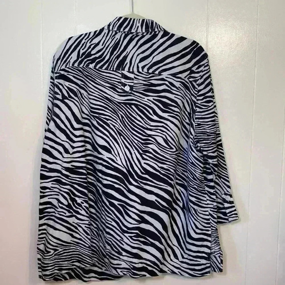 Jones New York Zebra Print 100% Linen 3/4 Sleeve Shirt Tunic Plus Size 2X. - Picture 2 of 13